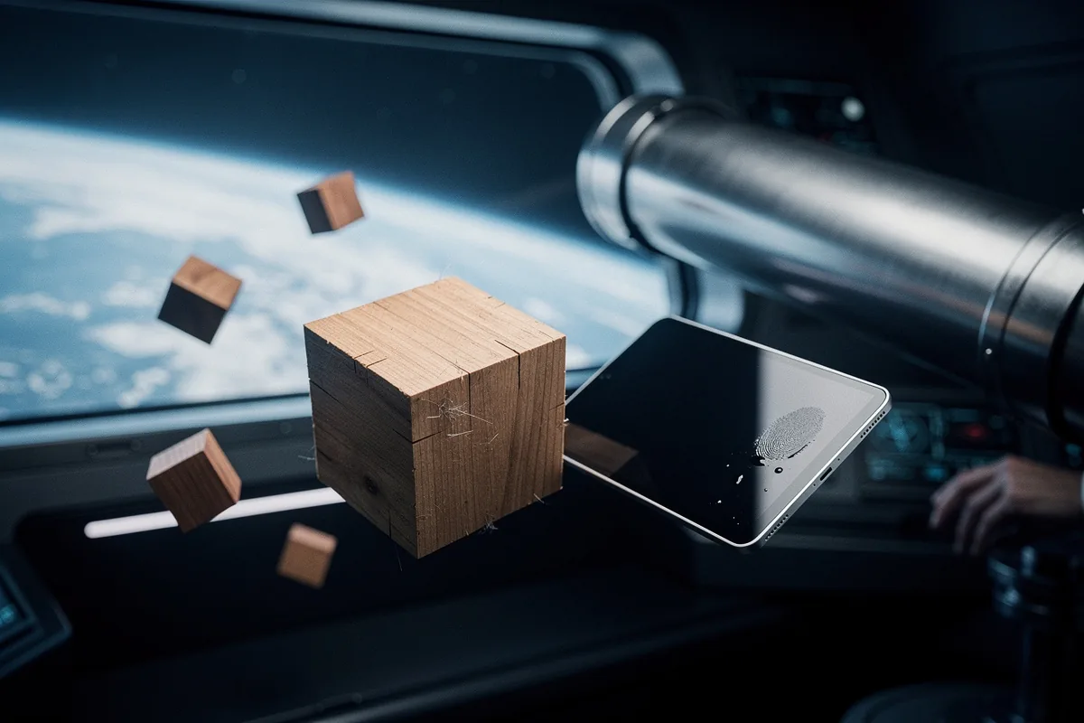 Deze houten kubus in de ruimte lost een gigantisch toekomstprobleem op (en ja, hout wint van metaal)